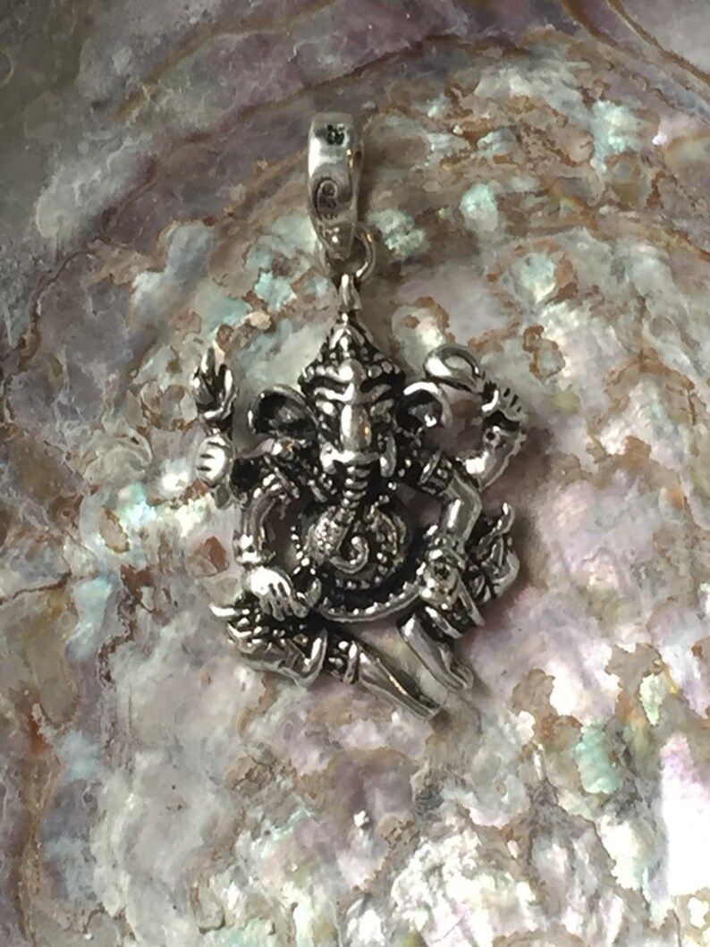 life hope Stunningly detailed 925 sterling silver Ganesha the Elephant headed god pendant new beginnings positivity wealth good fortune