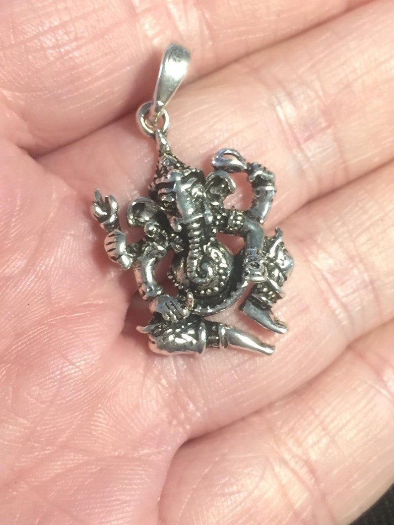 life hope Stunningly detailed 925 sterling silver Ganesha the Elephant headed god pendant new beginnings positivity wealth good fortune
