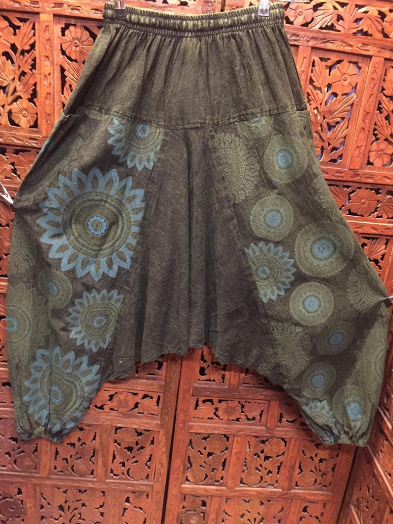 Heavy cotton Mandala tribal bold print unisex bohemian harem trousers hippy yoga new age meditation fractal unisex