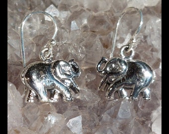 Super Cute 925 Silver Elephant Dangle Drop Earrings Minimalist Plain Silver Everyday Wear Ganesha Elephant Lover Design Gift of Friendship