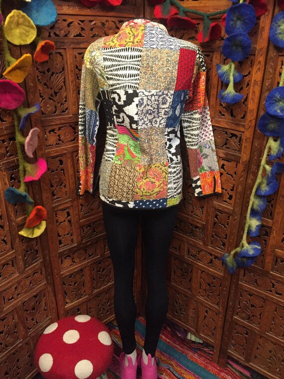Beautiful Kantha Quilted Rainbow Ribbon Jacket Hand Made Unique 