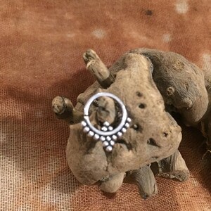 no 15 White Brass Tribal style body piercing ring for septum tragus lobe pierced piercings 1.2mm thick post with id 8mm bohemian hippy goth