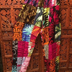Amazing unisex bohemian cotton bright patchwork loose leg trousers yoga pants vibrant rainbow happy hippy festival S- XXL Gutsy Gingers