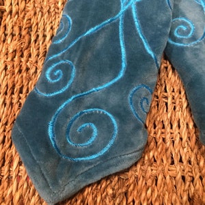 Sea Blue Octopus tentacle spiral curls bell point velvet pixie arm wrist warmer fingerless gloves bohemian hippy gothic punk alternative image 8