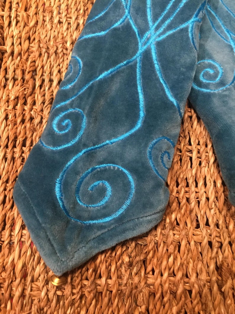 Sea Blue Octopus tentacle spiral curls bell point velvet pixie arm wrist warmer fingerless gloves bohemian hippy gothic punk alternative image 8