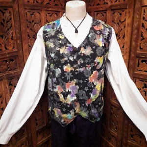 Celestial Sun Moon Stars Planets Fabric Patchwork Tie Dye Unisex Waistcoat Vest Suit Ceremonial Festival Ethnic Hippie Hippy Clothes Festive