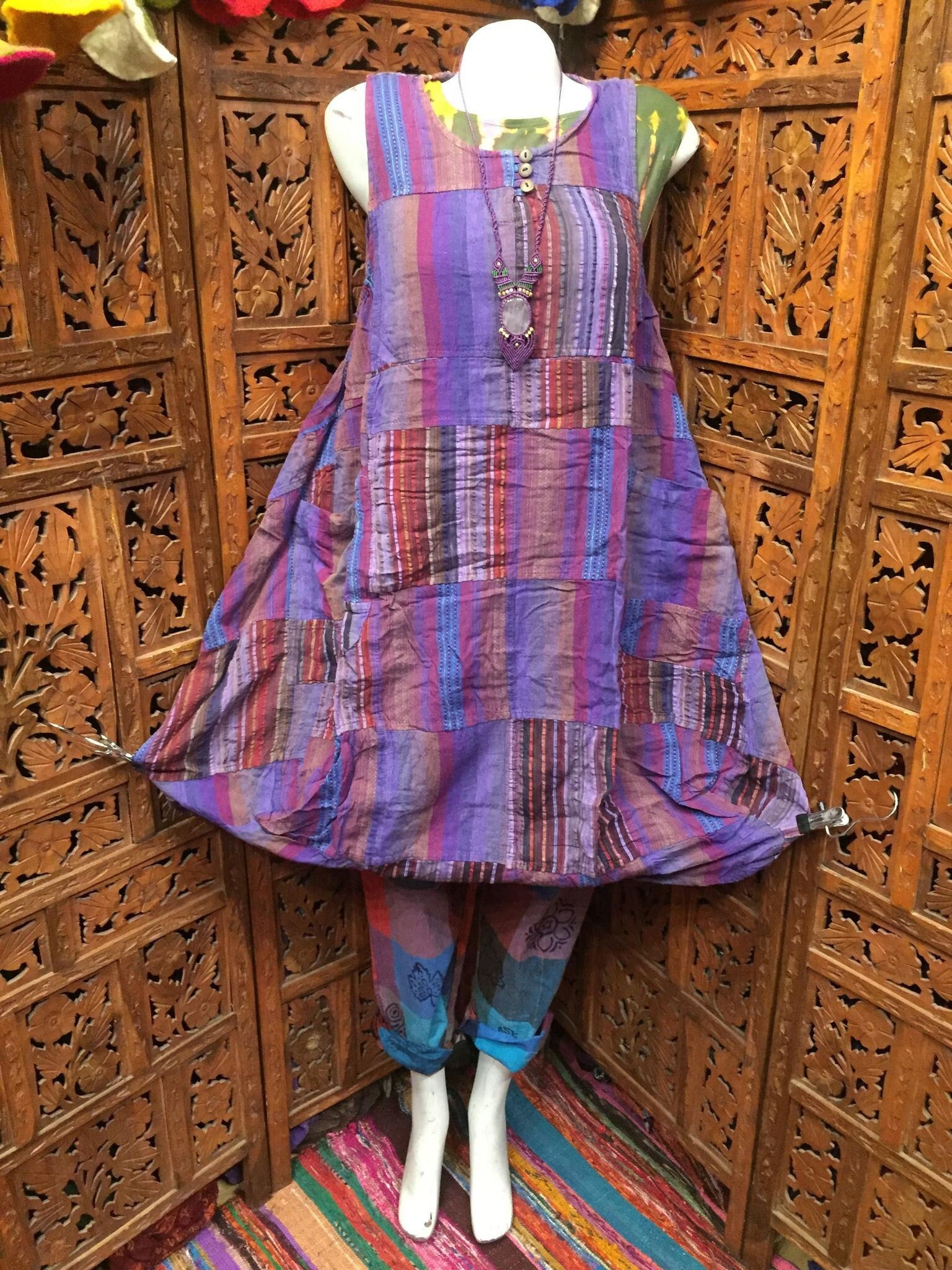 Gorgeous Relaxed Fit Waffle Cotton Patchwork Sun Dress