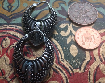 Ear Weights (PAIR) - White OR Yellow Brass bohemian temple design creole hoop style earrings hippy goth