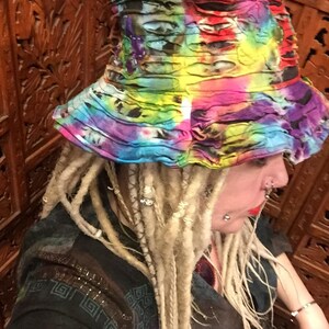 Fair trade fun tie dye floppy summer sun hat hippy cute bohemian festival unisex vibrant rainbow flower power image 10