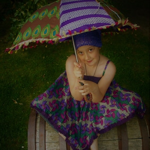 Magik Maiya&#39;s Child&#39;s Boho Funky Retro Colorido Hanky Dress Flower Fairy Hippy Festival Holiday Wear Party Dress Colección original