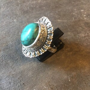 925 Sterling Silver Turquoise Ring Sizes O and P red Indian , tribal , wisdom