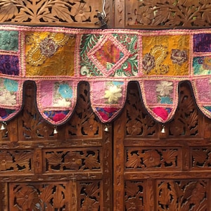 Heavily embroidered and sequinned Door Toran perfect for Window Pelmet or camper van summer house 1 meter tassel bohemian one off design 11