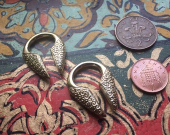 Brass Ear Weights (PAIR) Body Jewellery Stretcher Tribal Tunnel Earlobe Piercing Artisan Bespoke Designs Hypoallergenic