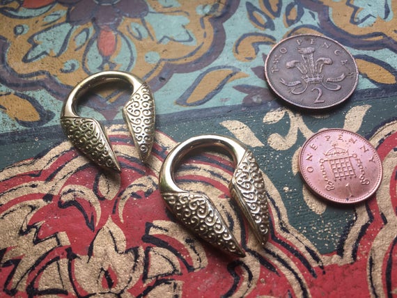 Brass Ear Weights (PAIR) Body Jewellery Stretcher Tribal Tunnel