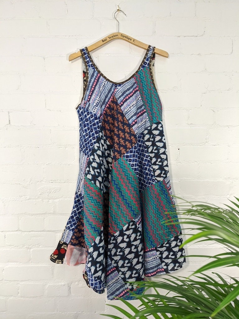 Gorgeous Relaxed Fit Upcycled Cotton Patchwork Sun Dress Generous