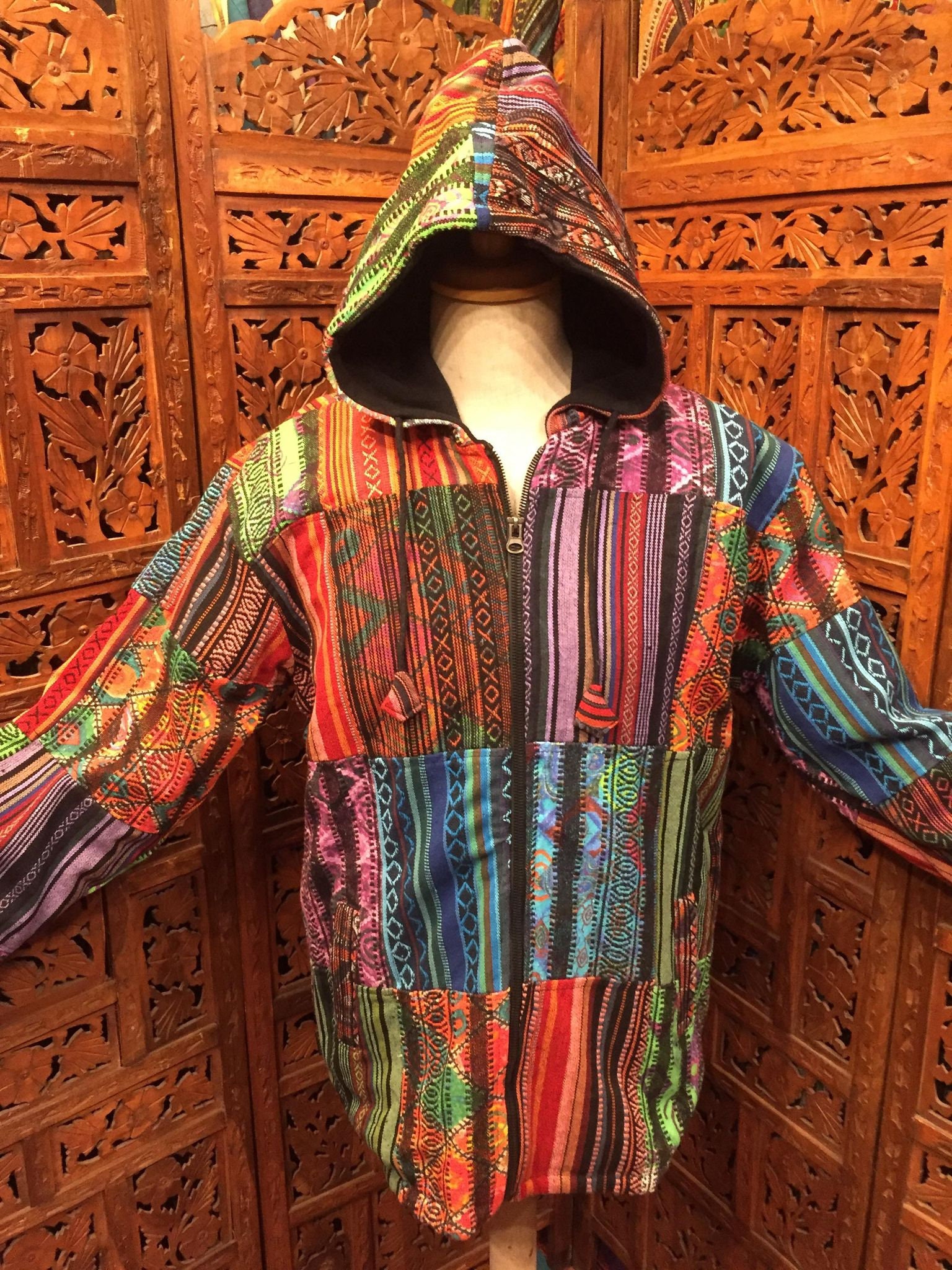 Patchwork hooded jacket hotsell