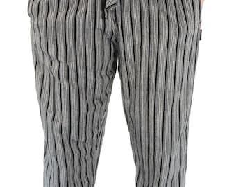 Bright lightweight cotton ethical loose plain leg stripe drawstring waist trousers unisex pants hippy festival sizes S - XXL all colours