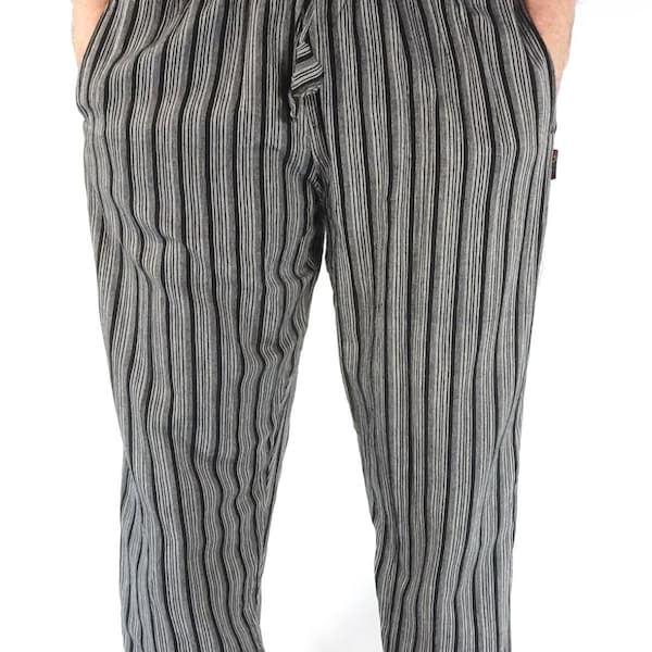 Bright lightweight cotton ethical loose plain leg stripe drawstring waist trousers unisex pants hippy festival sizes S - XXL all colours