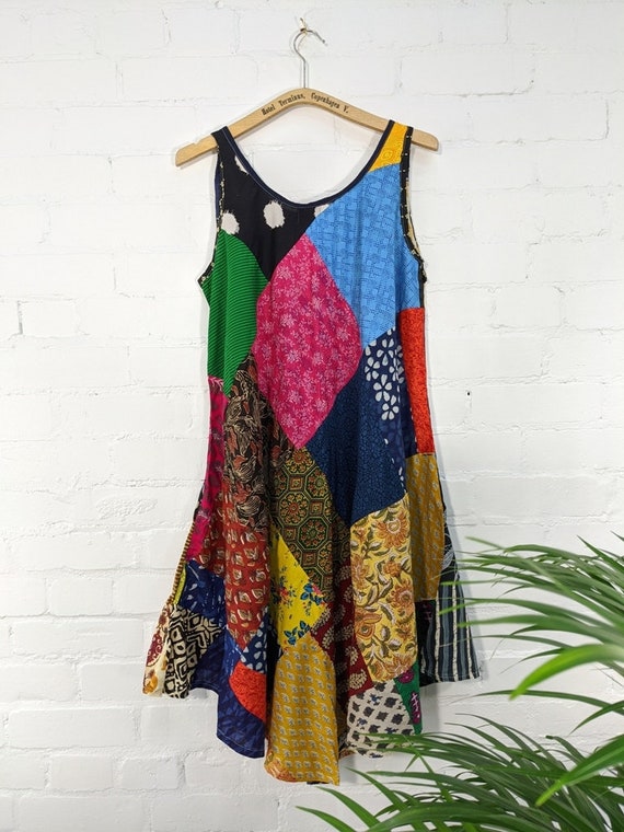 Gorgeous Relaxed Fit Upcycled Cotton Patchwork Sun Dress Generous