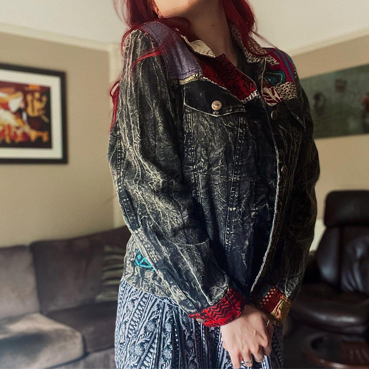 Black or Purple Denim Style Short Jacket Hippy 3 Size S/M M/L XL