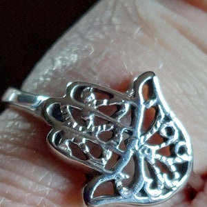 925 Sterling Silver Hamsa Hand of Fatima Ring - Size UK/AU R Love Luck Happiness Hand of god Plain Silver Design Band Ring Artisan Silver