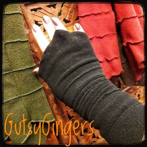 Super warm polar fleece pixie point ribbed armwarmers cosy wrist fingerless gloves winter  thermal Festive dark colours  boho gothic witch