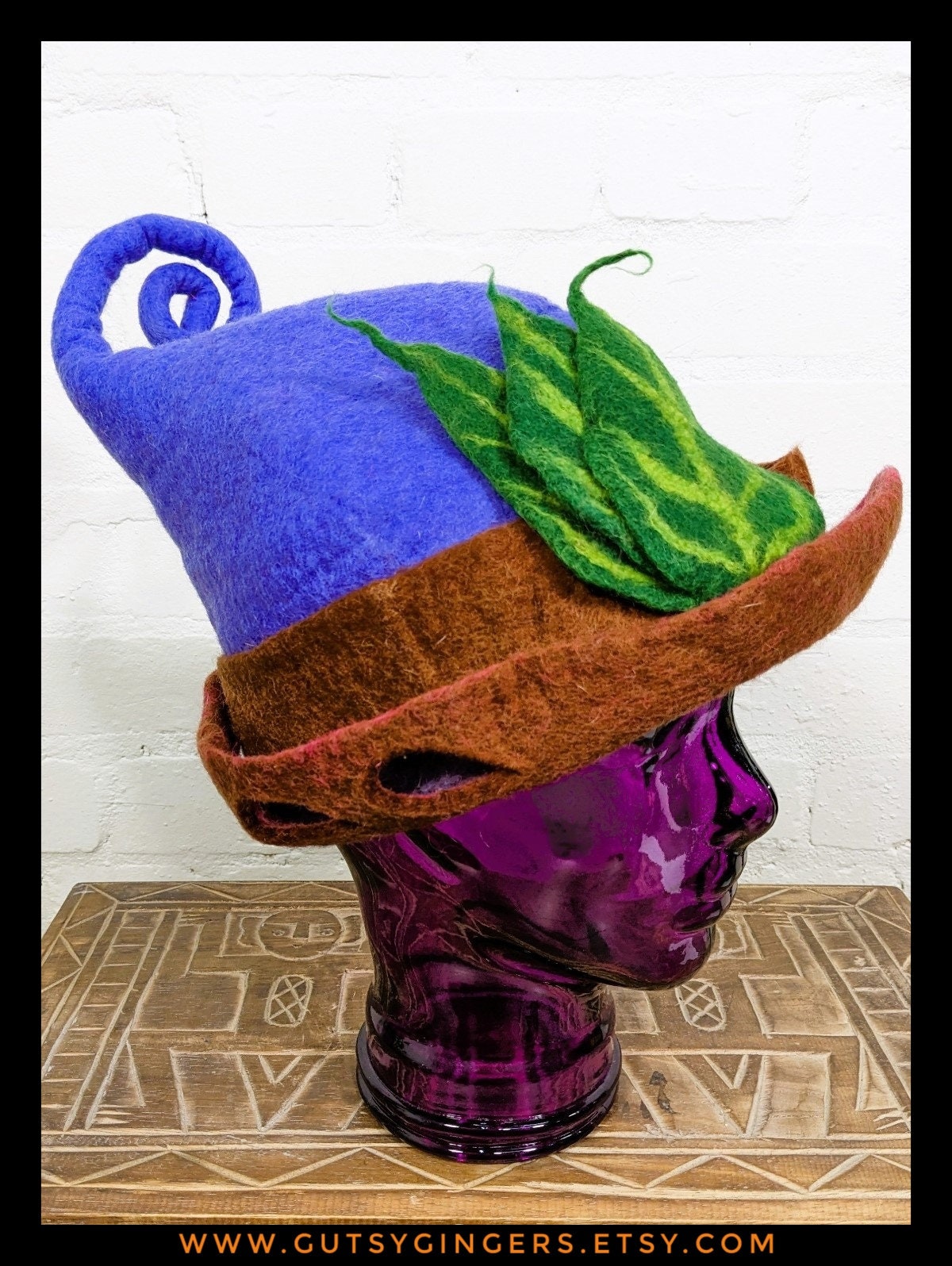 GOTHIC WITCHY FESTIVAL BOHO HIPPIE WITCHES HAT FOREST HAT HAND KNIT and FELTED witch hat | Morale Fiber main image 2