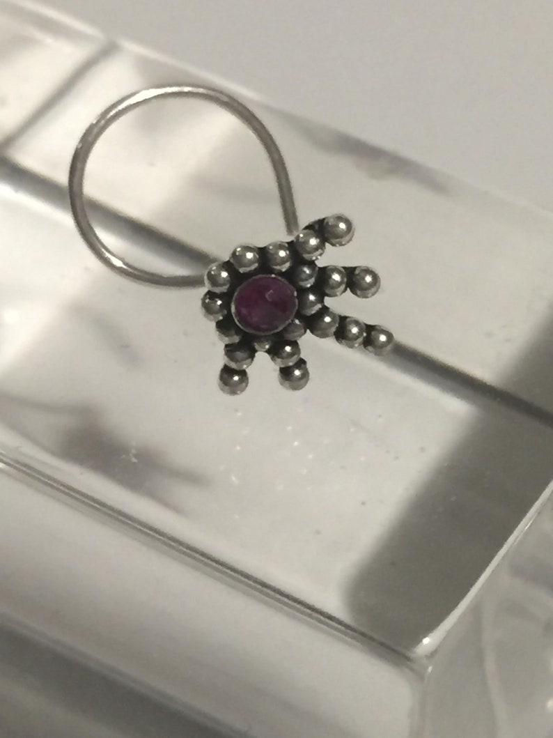 deep green clear magenta pink 925sterling silver Mini Crystal leaf assorted colour gemstone nose wire stud piercing stud Bohemian black