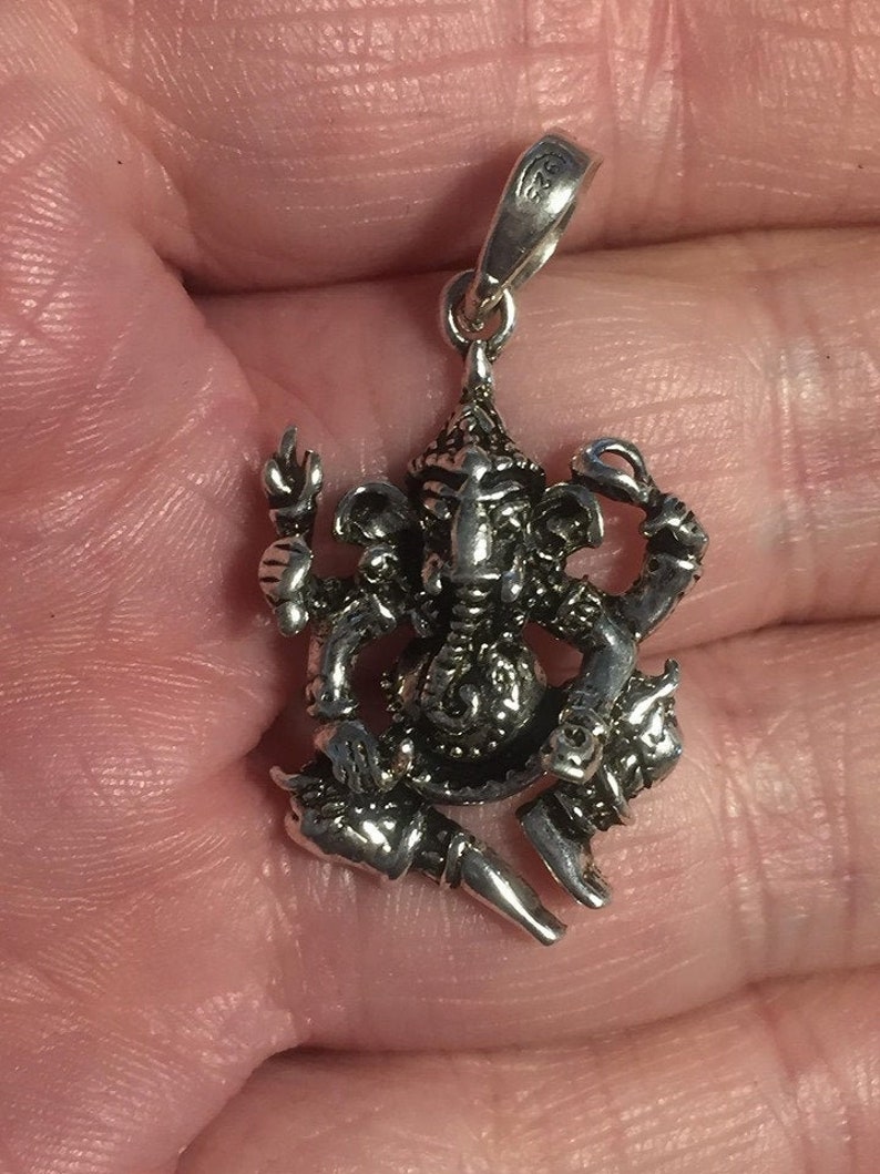 life hope Stunningly detailed 925 sterling silver Ganesha the Elephant headed god pendant new beginnings positivity wealth good fortune