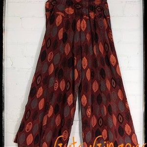 Hippie Flares Wide Leg Trouser Hippy Yoga Pants Psychedelic Bell Bottoms Print 3 colours Plus Size Adjustable waist Sustainable Cotton Vegan