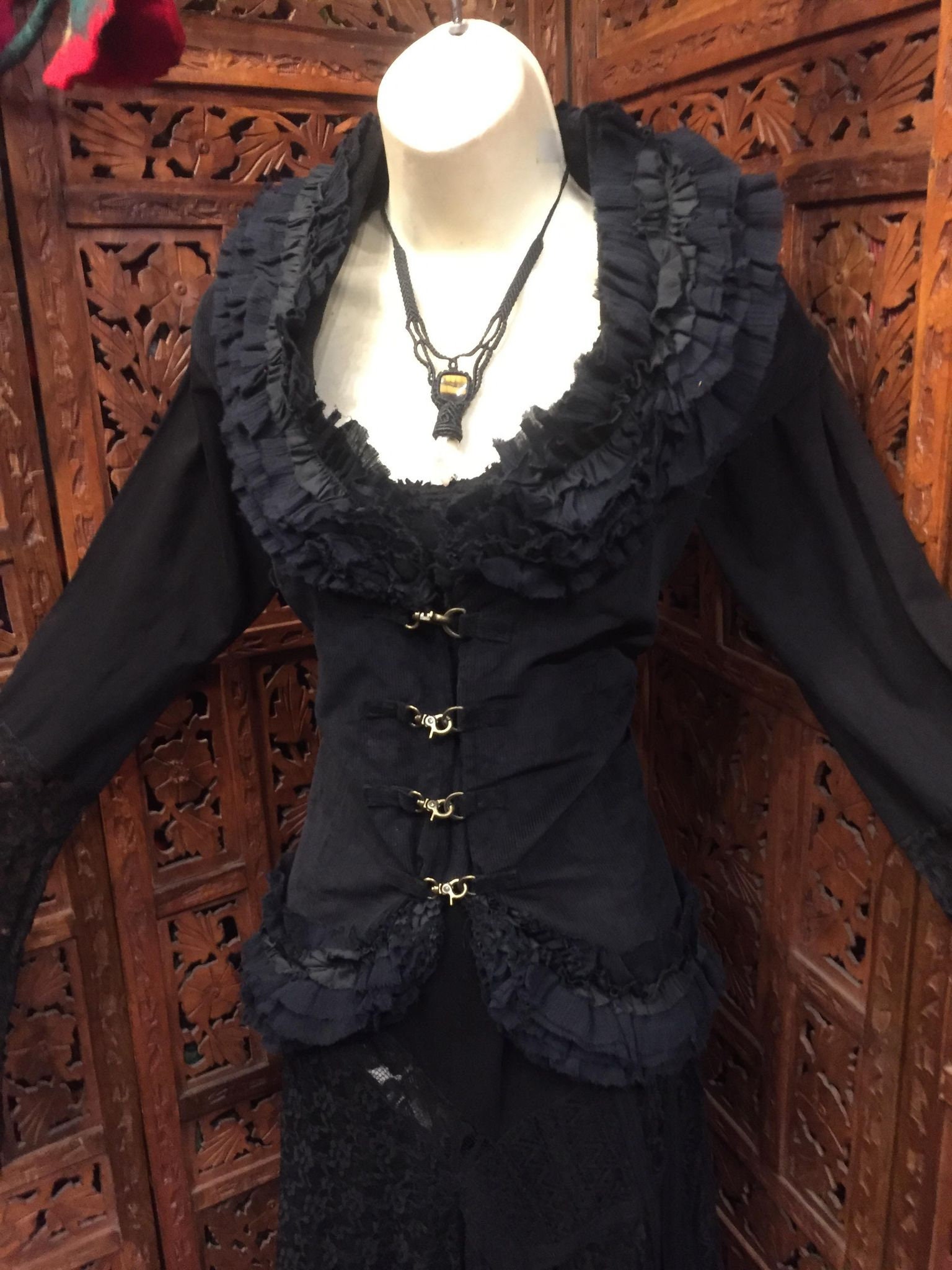 Gippys Goth Ruffled Corset Backed Ladies Lace Trimmed Military - Etsy UK