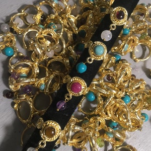 Gold tone brass ear cuff or dread cuff set with natural gemstone & crystal droplet available in amethyst turquoise moonstone tigers eye +