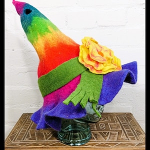 Pointy Felted Hat Rainbow Sprite Pride Flower Fairy Goddess Gaia Pixie Wear Witch Pagan Accessory Cosplay Imaginative Play All ages Fit All