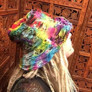 Fair trade fun tie dye floppy summer sun hat hippy cute bohemian festival unisex vibrant rainbow flower power image 6