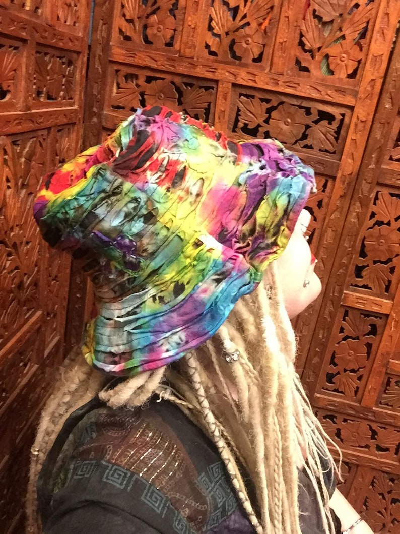 Fair trade fun tie dye floppy summer sun hat hippy cute bohemian festival unisex vibrant rainbow flower power image 6