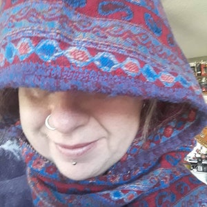 Pixie hood scarf wrap snood thermal wild swim bohemian blanket vegan friendly fabric tribal steampunk bellydance hippy alternative unisex
