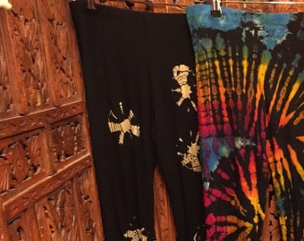 Leggings Vibrant Astral Bold Vibrant Tie Dye one size stretch 10-18 Rainbow or Monochrome goth punk hippy boho yoga tribal tights joggers