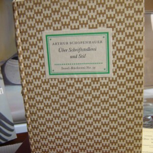 Über Schriftstellerci und Stil by Arthur Schopenhauer. published by Im Insel-Verlag, Frankfurt Am Main, 1960. fast shipping. 15USD