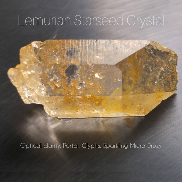 Golden aura Starbrary quartz raw crystal with hematite quartz point crystal for grid druzy starseed crystal 3333 Pleiadian Lemurian antarian