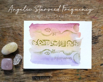 Angelic light language activation art with codes Angel art watercolor painting Pleiadian starseed art lightworker art high vibrational art