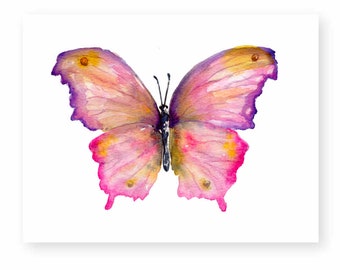 Pink Butterfly Card for All Occasion Card with Butterfly Theme Print Card with Butterfly Greeting Card with Butterfly watercolor print card