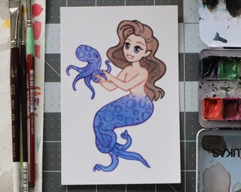 Octopus Mermaid 4x6 Print