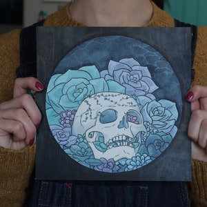 Succulent Skull Watercolour Painting image 1