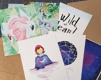 Watercolour Card Pack - Set of 6 + 1 BONUS Card!