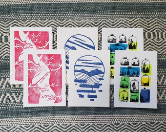 Handprinted Card Pack - Set of 6 + 1 BONUS Card!