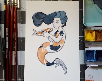 Koi Mermaid 4x6 Print