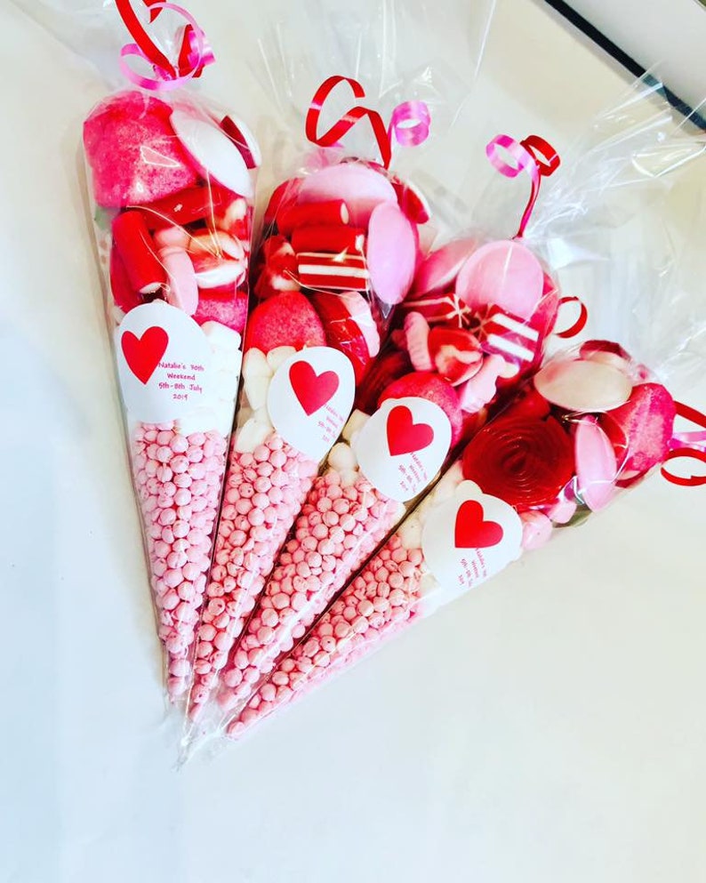 Valentine's Day Themed Sweet Cones, Perfect Treat For Valentines Day (Filled with sweets) 