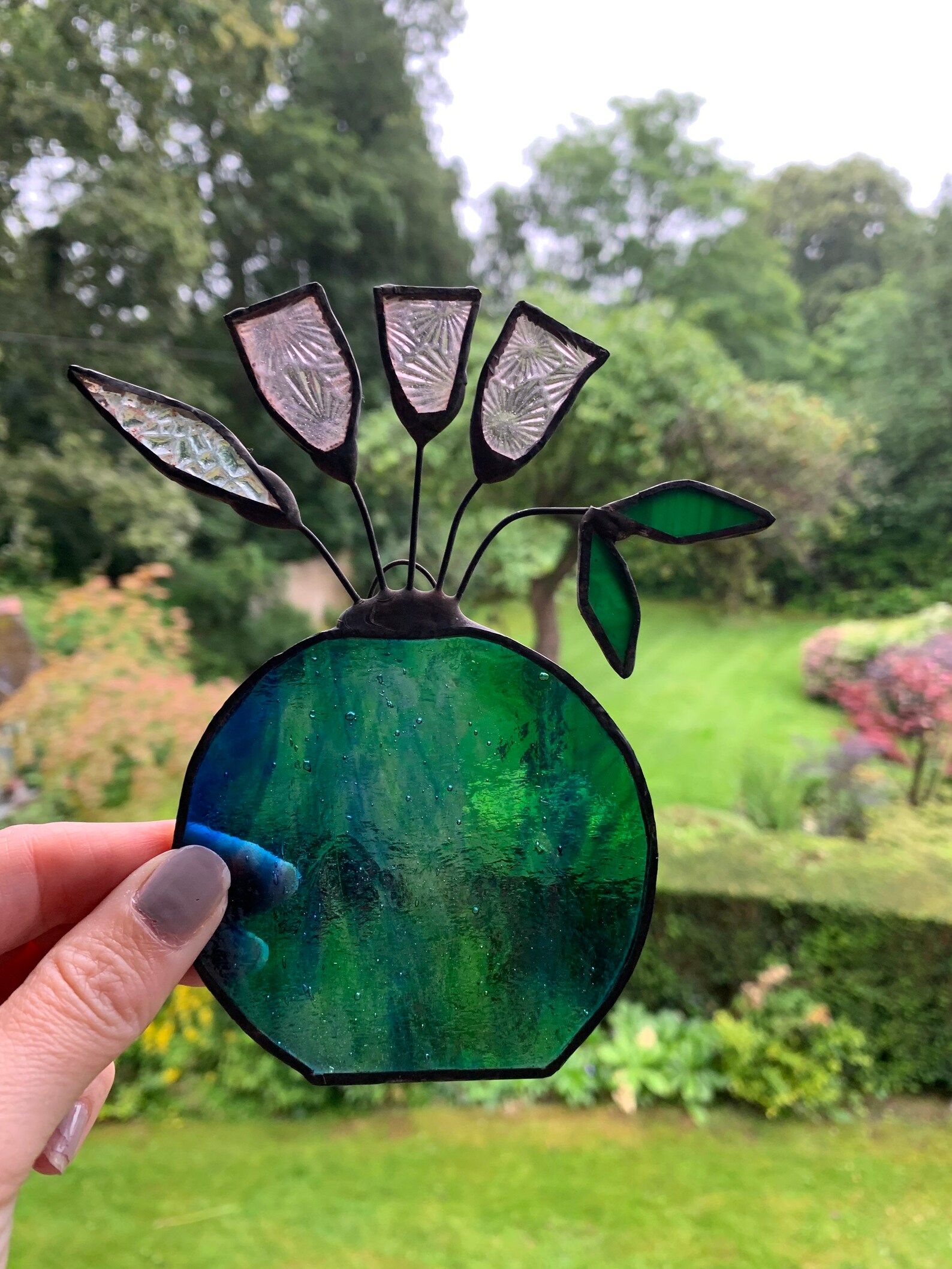 Stained Glass Flowers in Vase Etsy