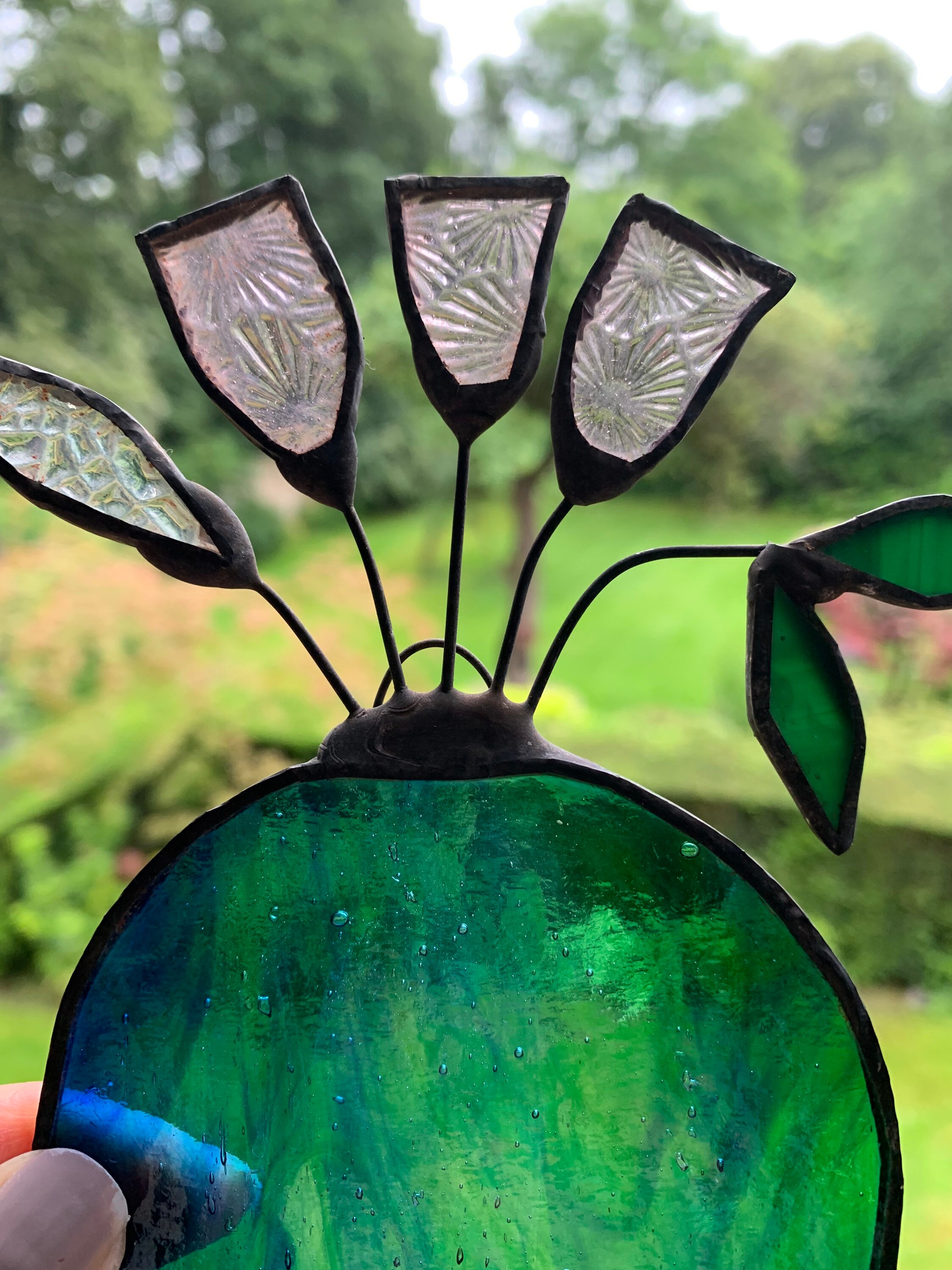 Stained Glass Flowers in Vase Etsy