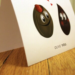 Olive You. Blank, Illustrated, Vegetable Pun Greeting Card image 2